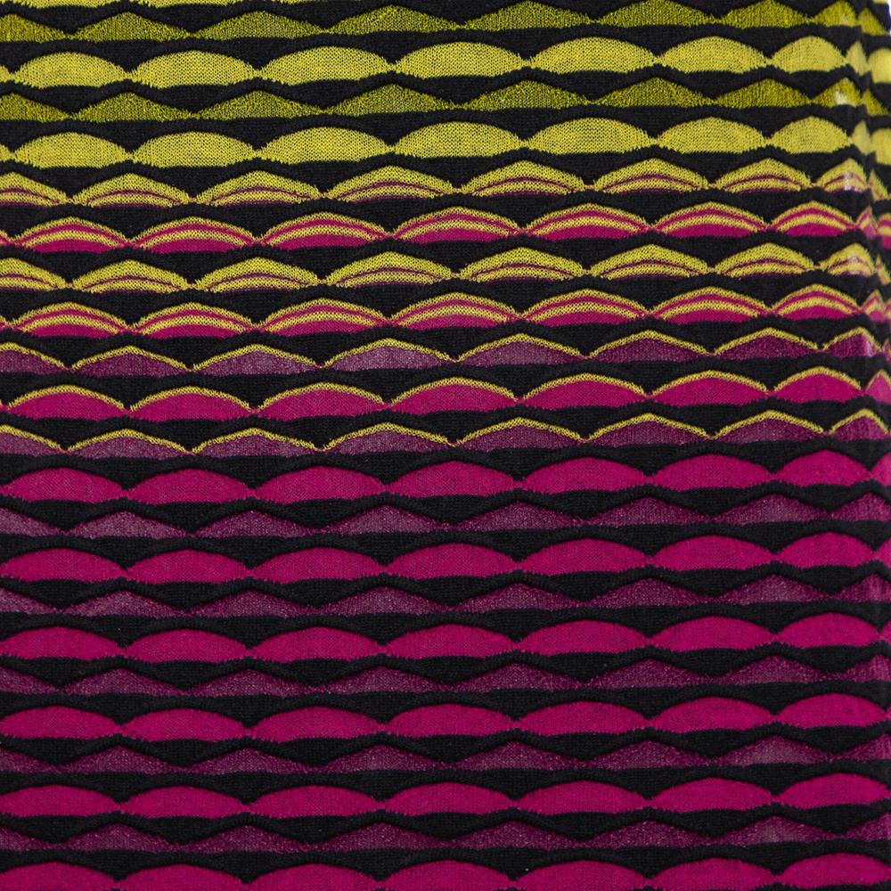 De las mujeres Missoni Vestido de punto multicolor perforado con detalle de volantes S