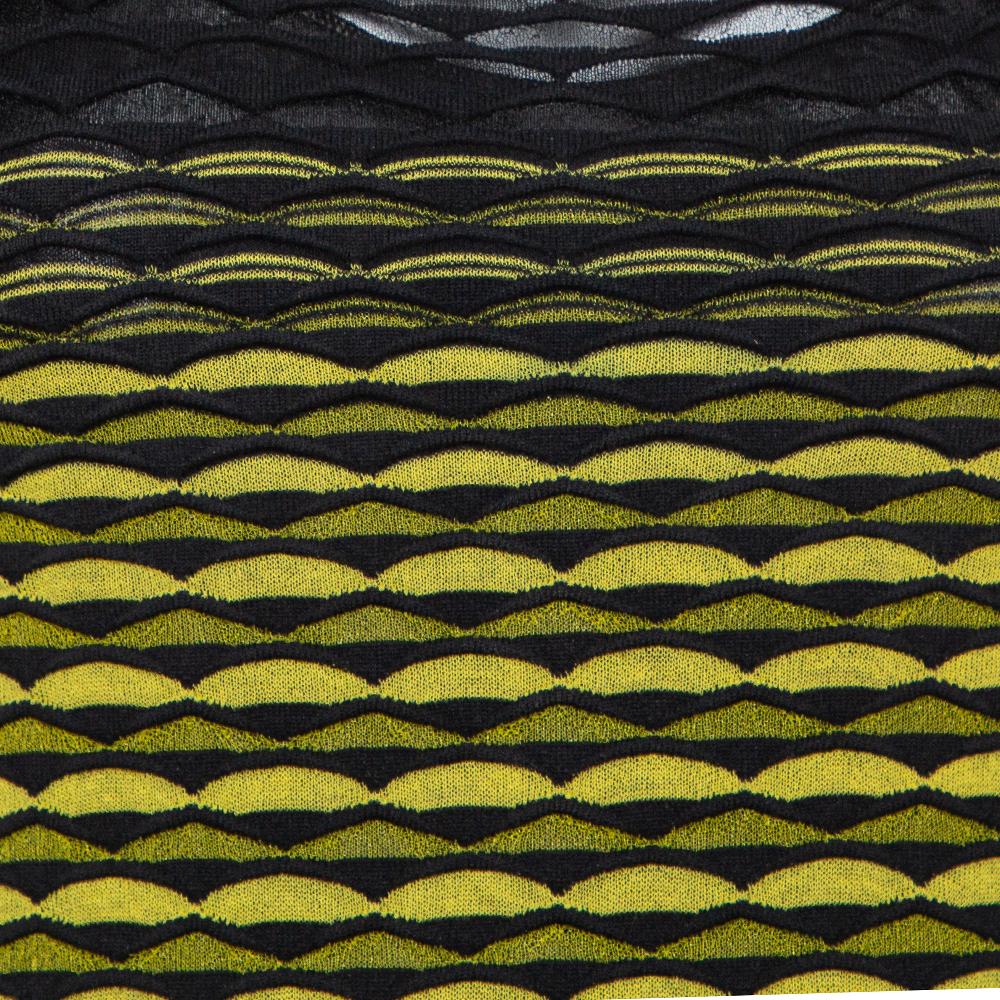 Missoni Vestido de punto multicolor perforado con detalle de volantes S 1