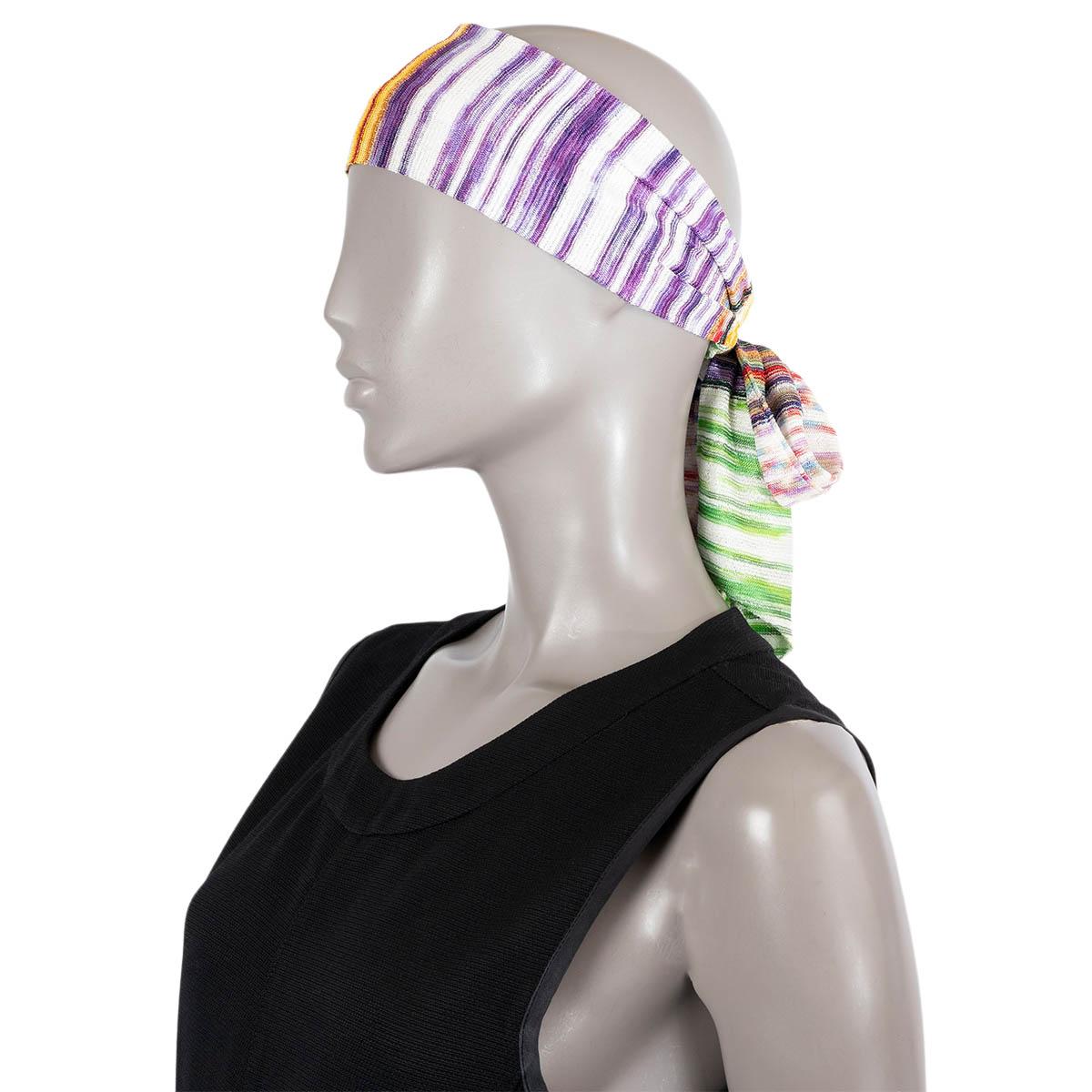 Gray MISSONI multicolor RAINBOW STRIPPED TIE Headscarf Headband One Size For Sale