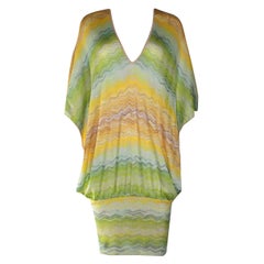 NEW Missoni Multicolor Rainbow Signature Chevron Kaftan Tunic Cover Up Dress 38