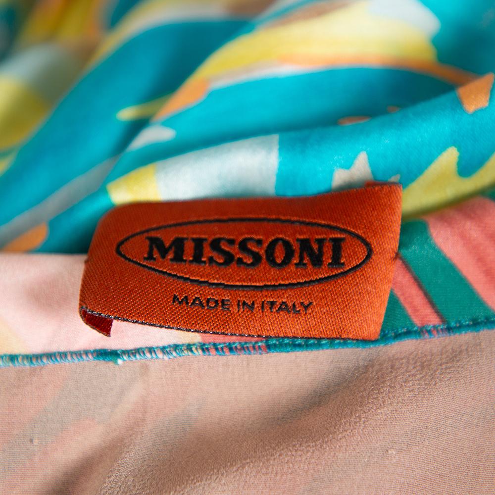 Missoni Multicolor Silk Embellished Cape Detail Sleeveless Maxi Dress M 1