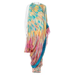 Missoni Multicolor Silk Embellished Cape Detail Sleeveless Maxi Dress M