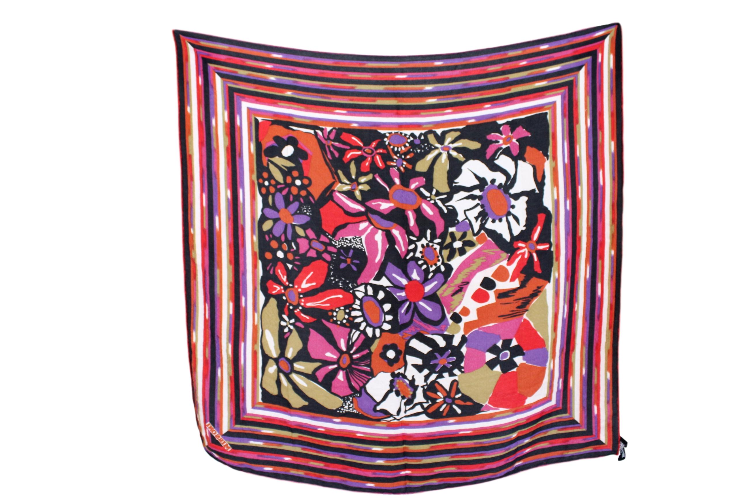 Women's Missoni Multicolor Silk Floral Striped Scarf 