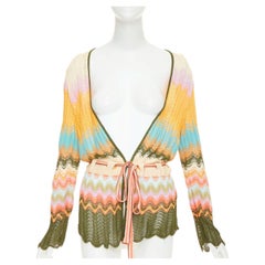 MISSONI multicolor space dye space-dye wave chevron wrap knit cardigan IT48 XL