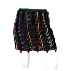Missoni Multicolor Stripe Knit Fringe Mini Skirt
