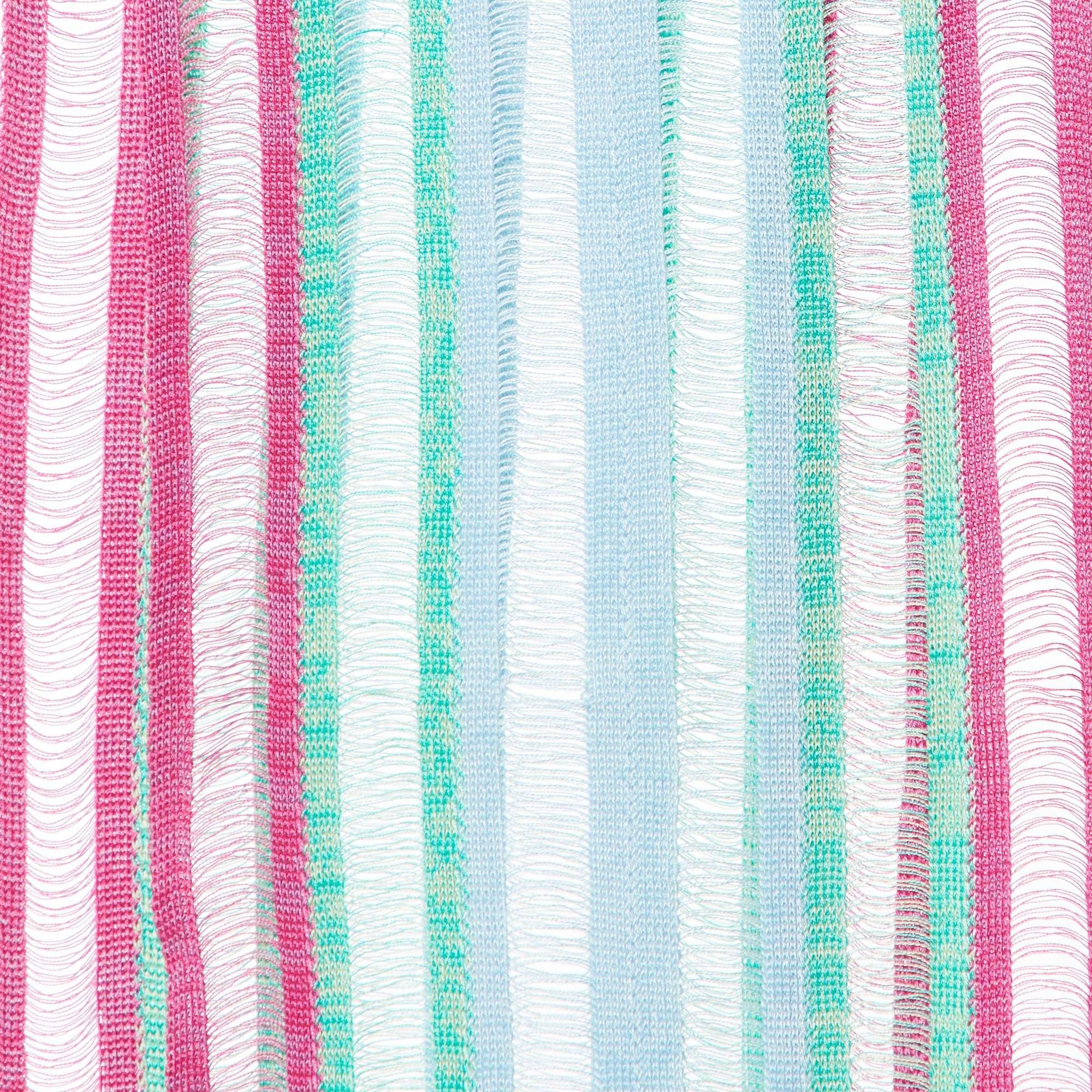Gray Missoni Multicolor Striped Cotton Knit Stole For Sale