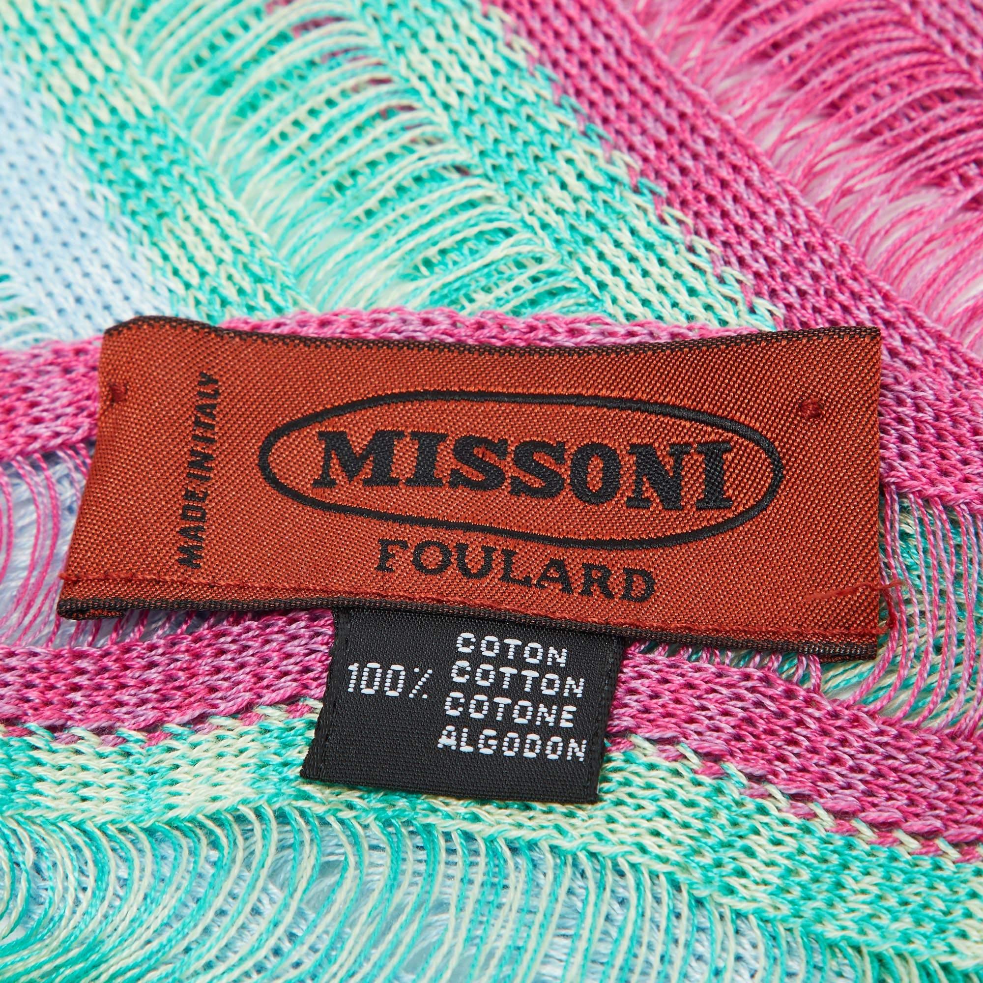 Missoni Multicolor Striped Cotton Knit Stole In Excellent Condition For Sale In Dubai, Al Qouz 2