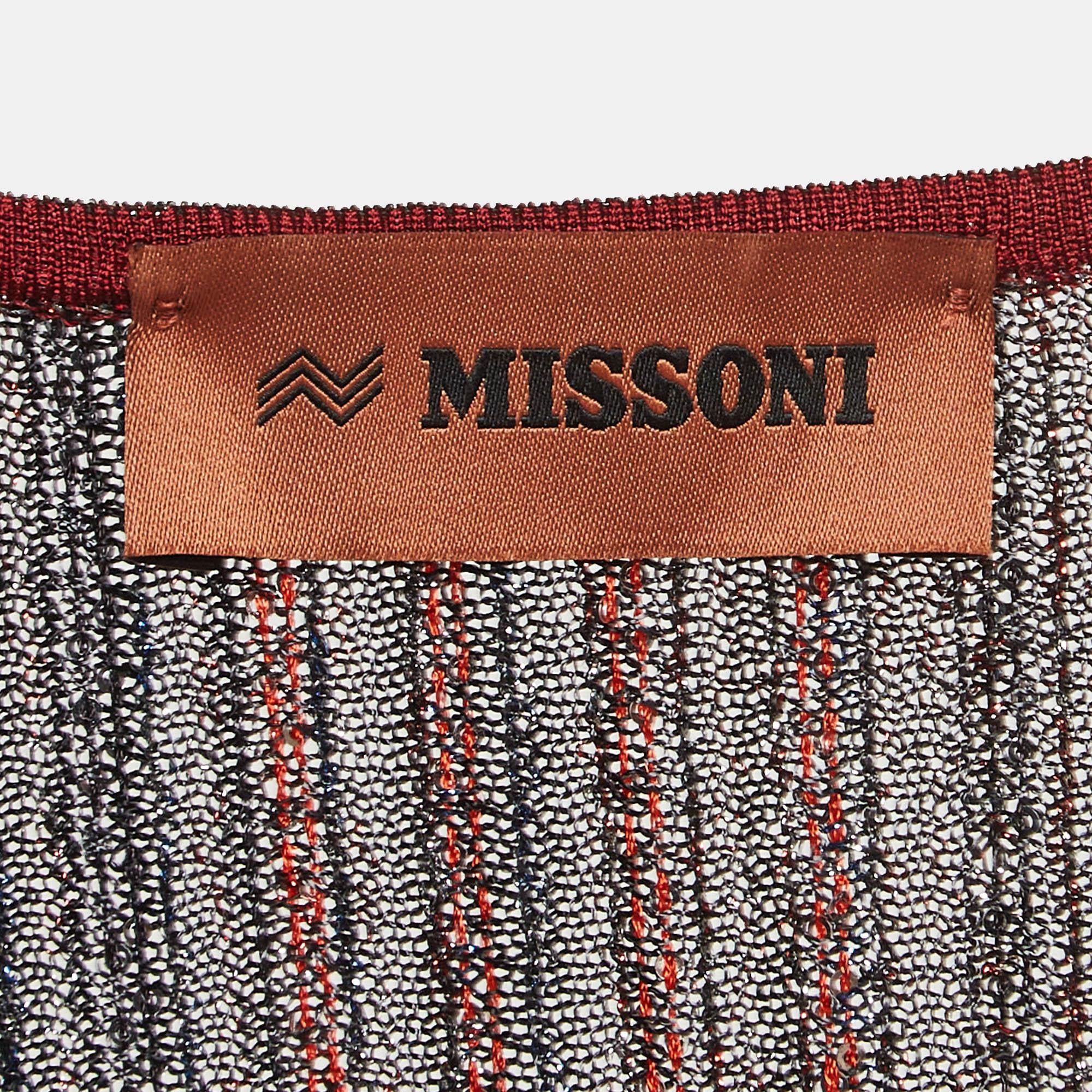 Missoni - Robe longue en maille de lurex ornée de rayures multicolores S Unisexe en vente