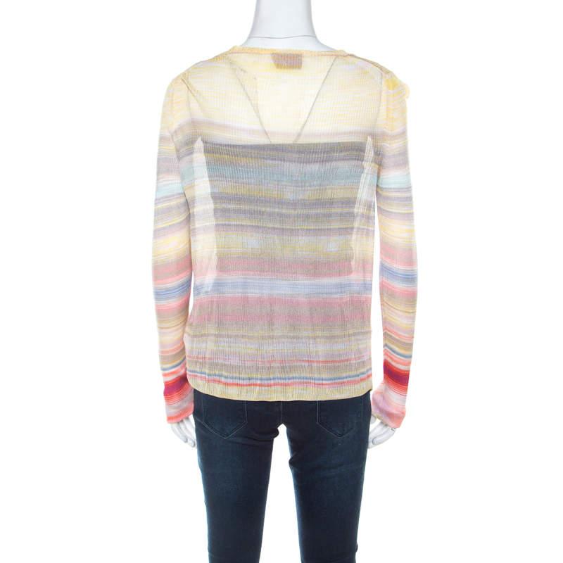 Beige Missoni Multicolor Striped Knit Cardigan M