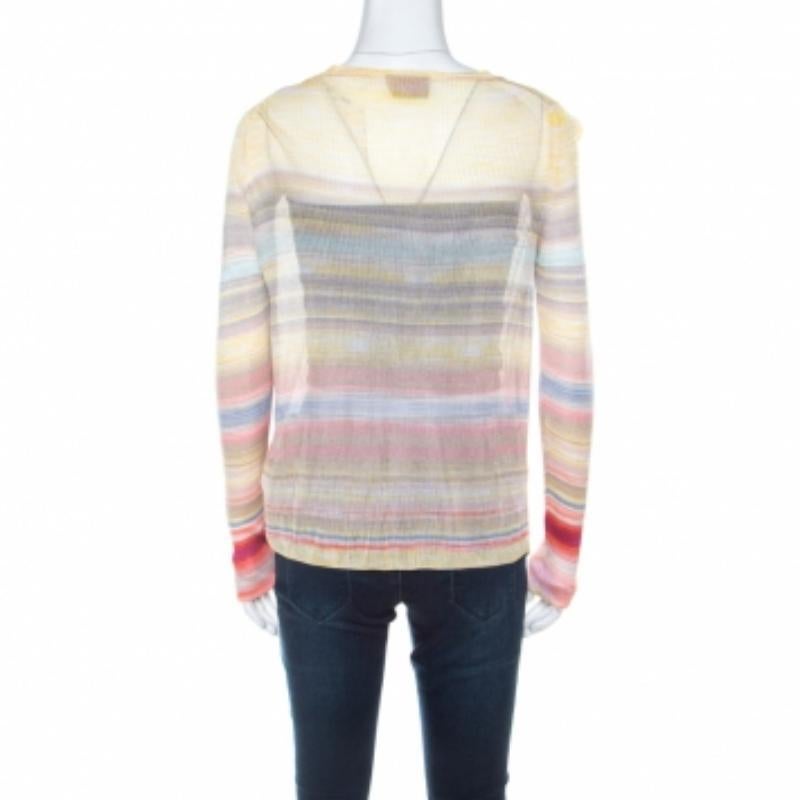 Missoni Multicolor Gestreifte Strickjacke M im Angebot 1