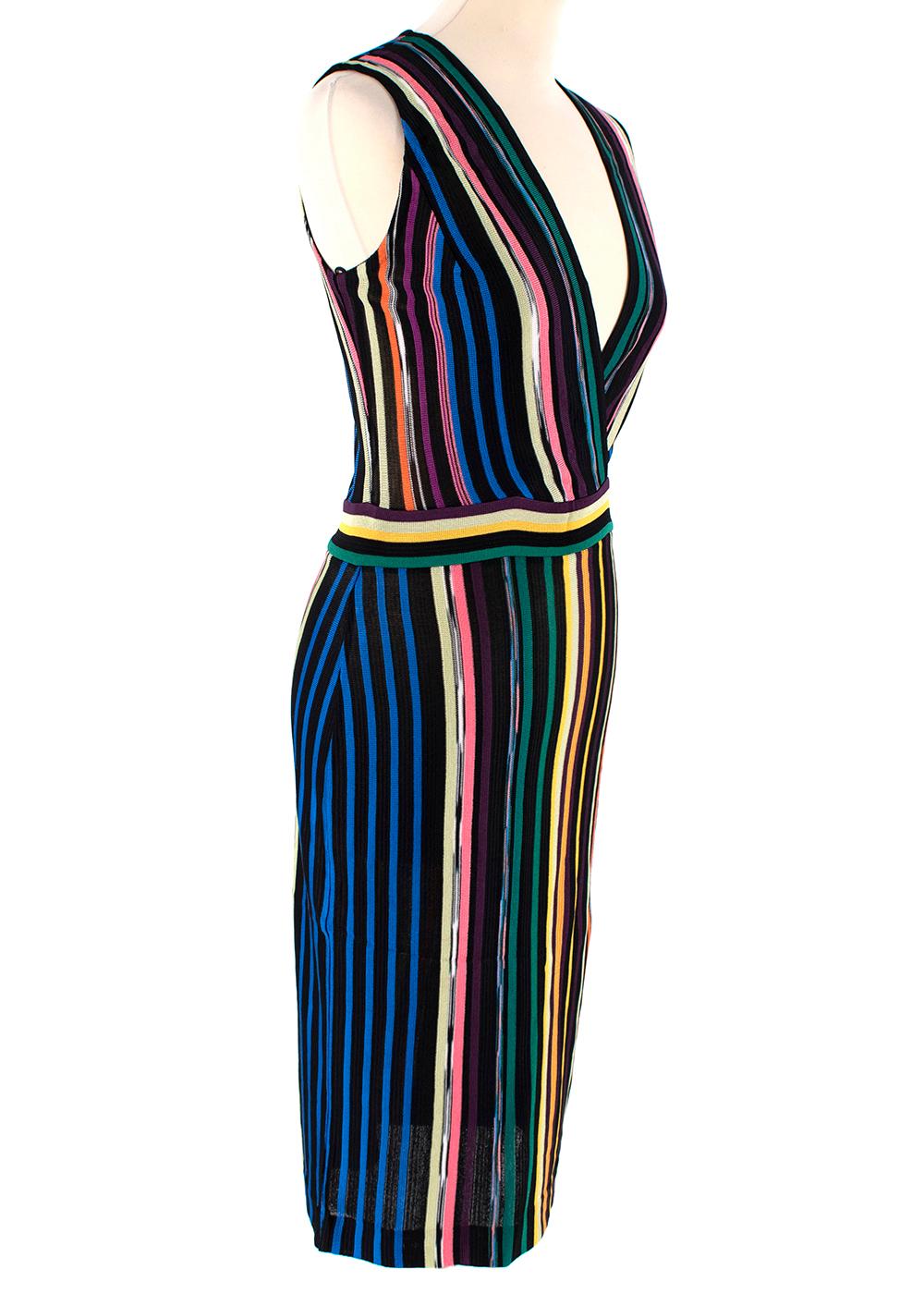 Black Missoni Multicolor Striped Knit Sleeveless Dress - Size Small For Sale