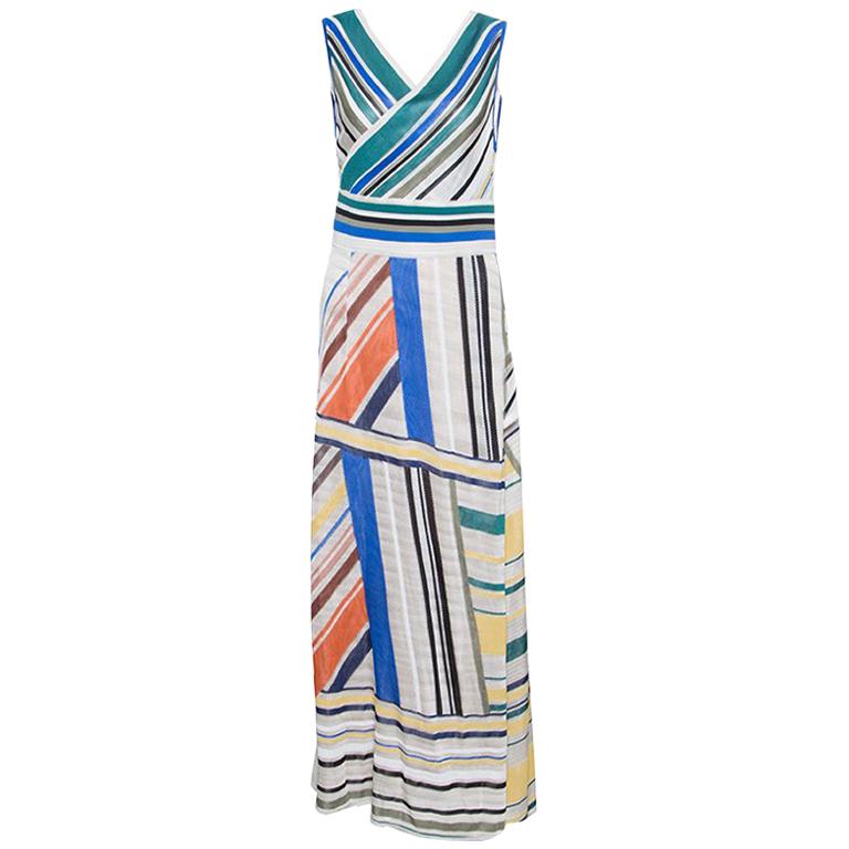 Missoni Multicolor Striped Knit Sleeveless Maxi Dress L