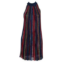 Missoni Multicolor Striped Lurex Knit Flamed Shift Dress S