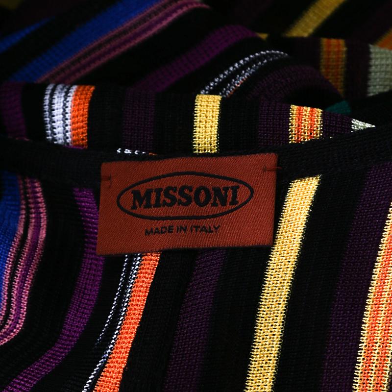 Black Missoni Multicolor Striped Lurex Knit Sleeveless Maxi Dress L