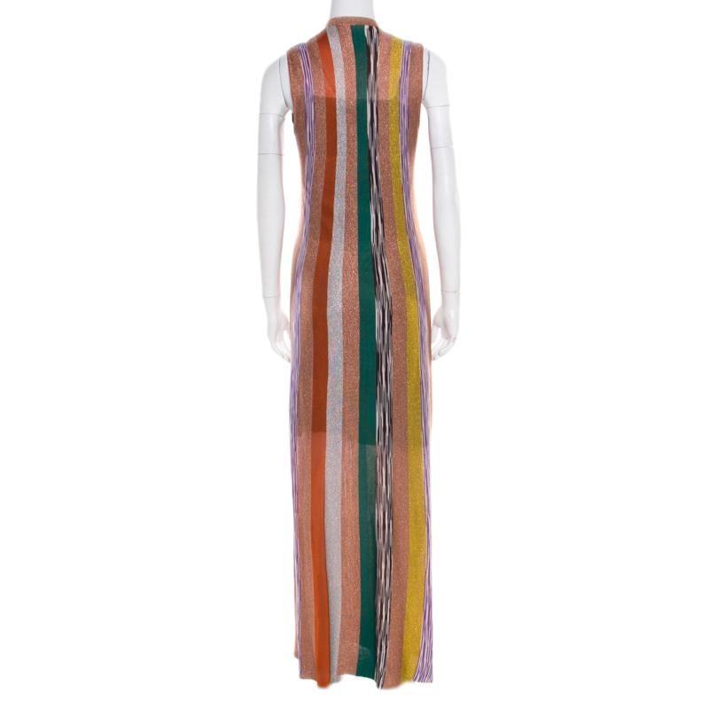 A stylish and elegant piece like this Missoni dress deserves a special place in your dresser. Flawlessly knit, this sleeveless dress has stripes in multiple colours, a V neckline and a sheer style.

