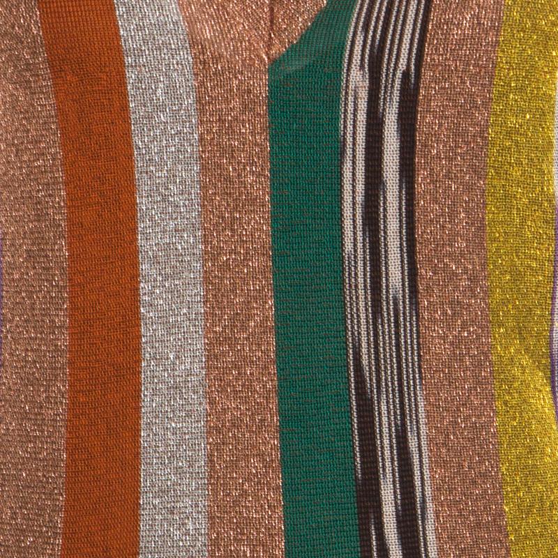 Brown Missoni Multicolor Striped Lurex Knit Sleeveless Maxi Dress S