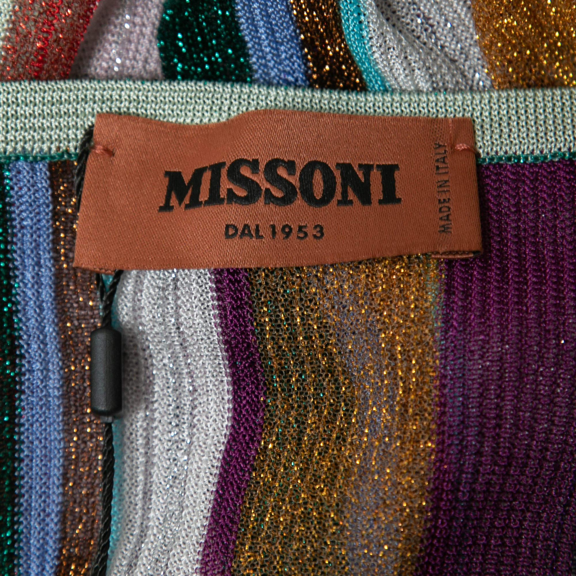 Women's Missoni Multicolor Striped Lurex Sleeveless Mini Dress S