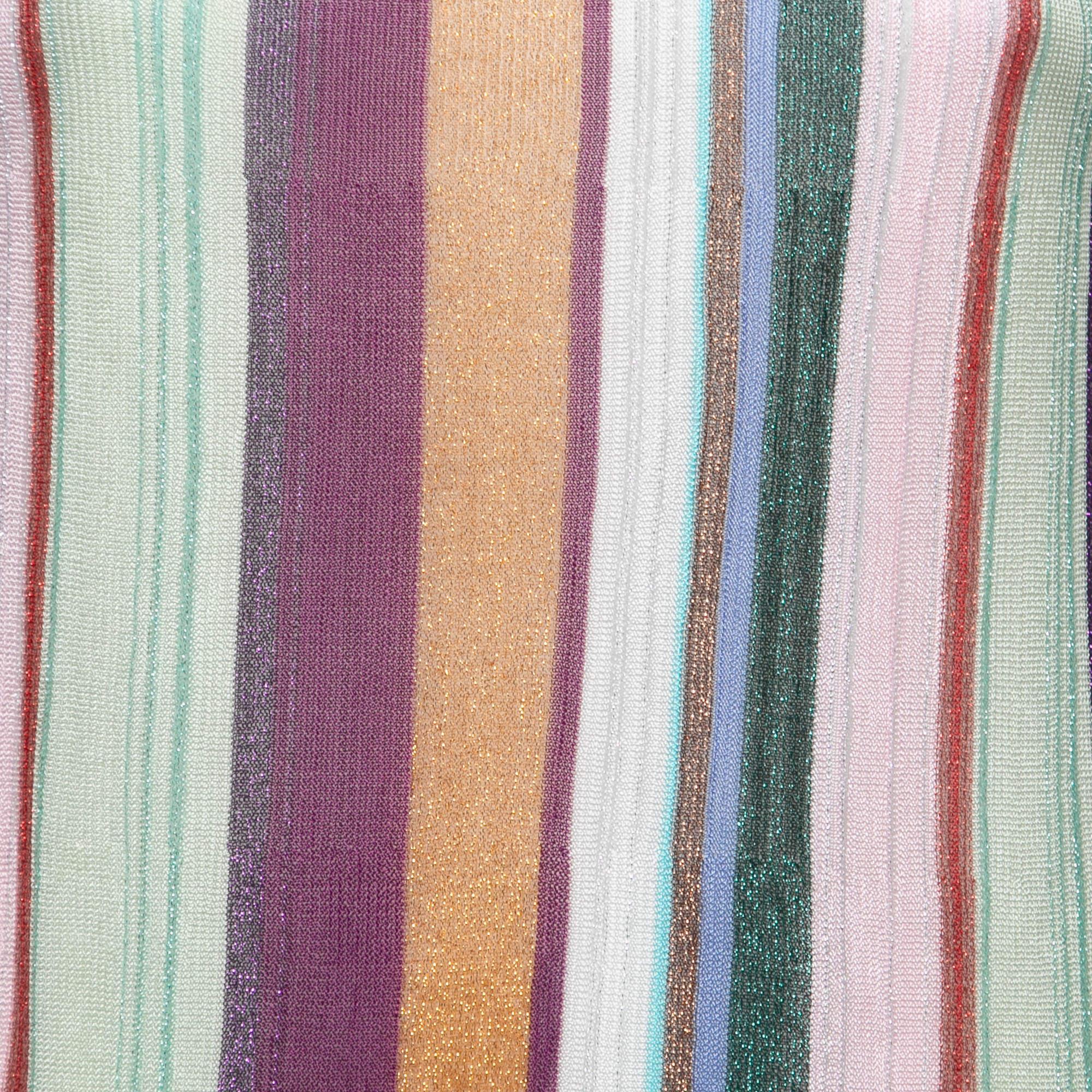 Missoni Multicolor Striped Lurex Sleeveless Mini Dress S 3