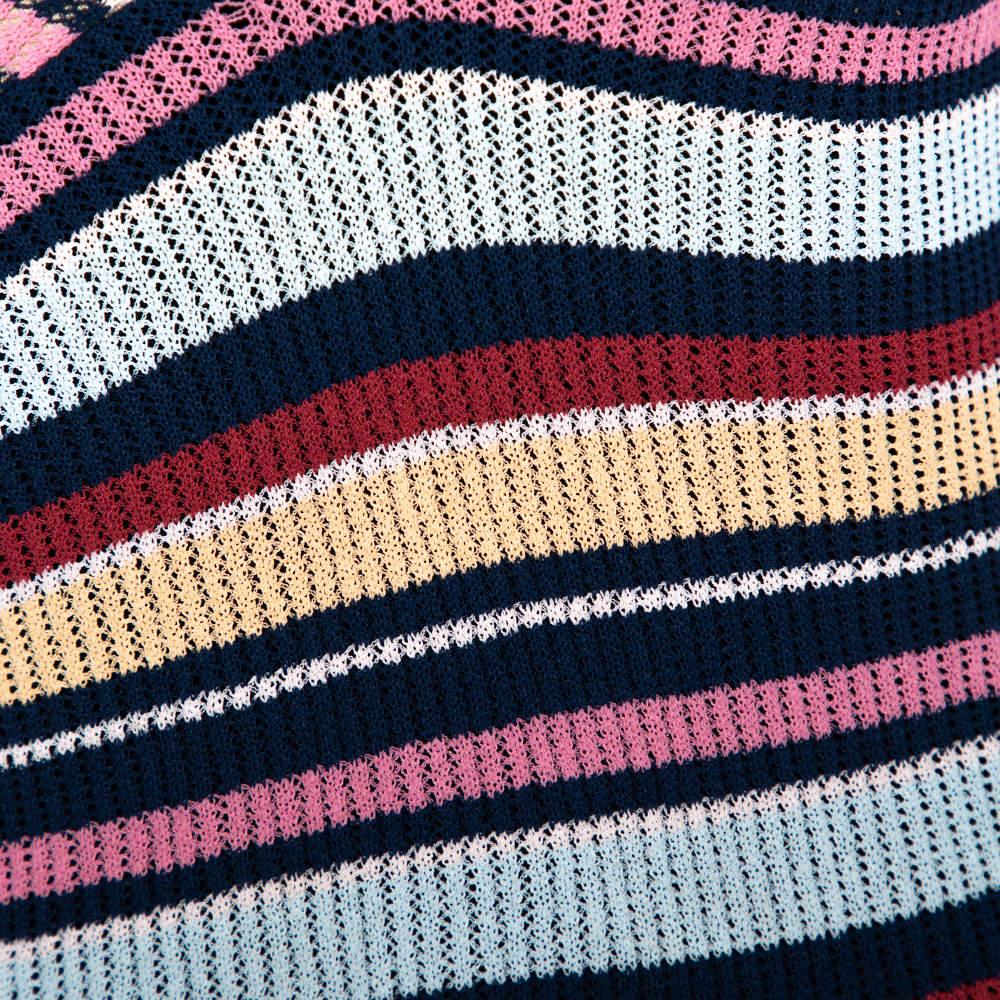 Missoni Multicolor Striped Rib Knit V Neck Tank Top M In Fair Condition In Dubai, Al Qouz 2