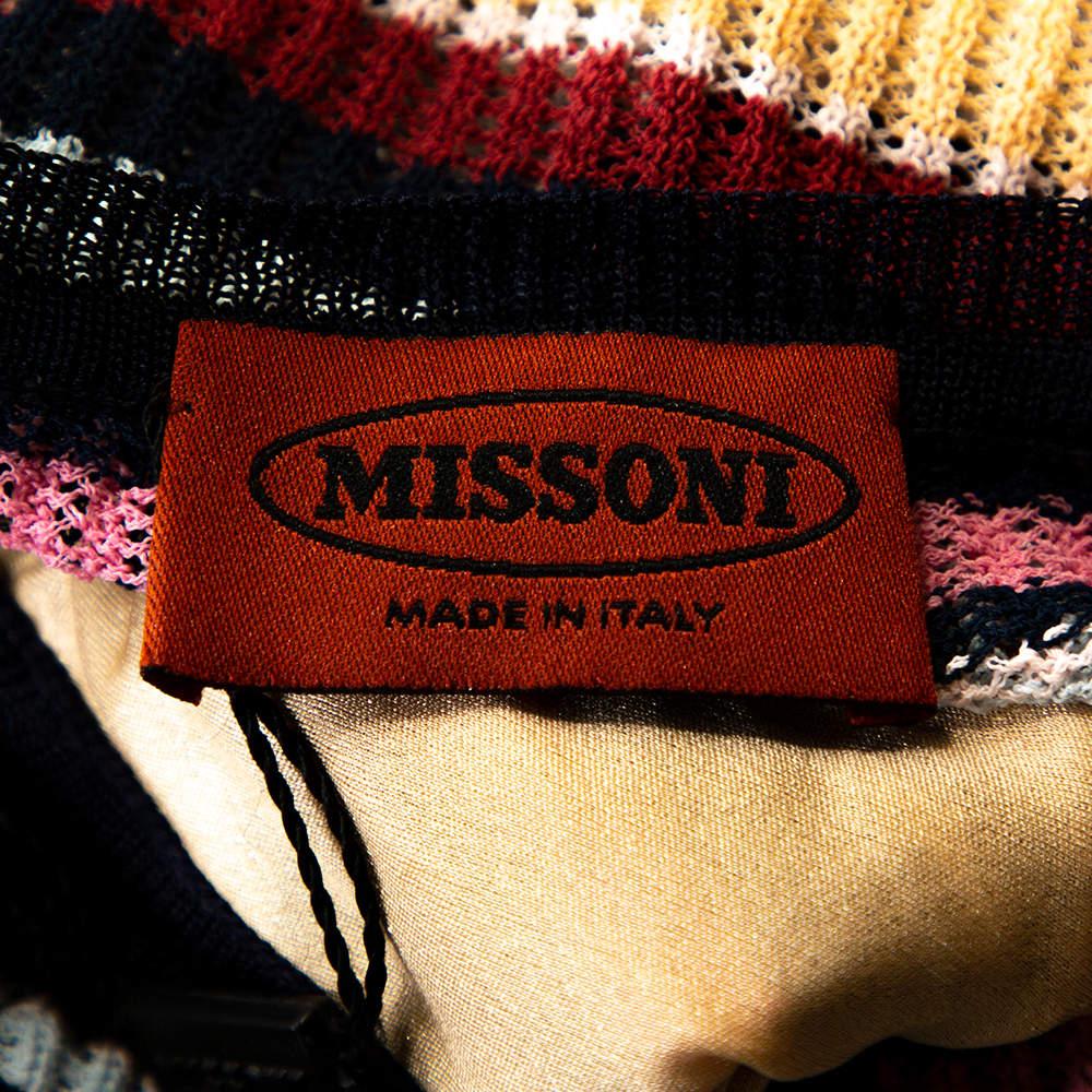 Women's Missoni Multicolor Striped Rib Knit V Neck Tank Top M