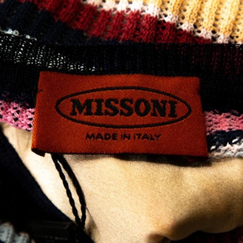 Missoni débardeur à col V en tricot côtelé rayé multicolore M en vente 1