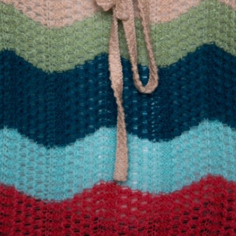 Missoni - Top à manches courtes en laine rayée multicolore S en vente 2