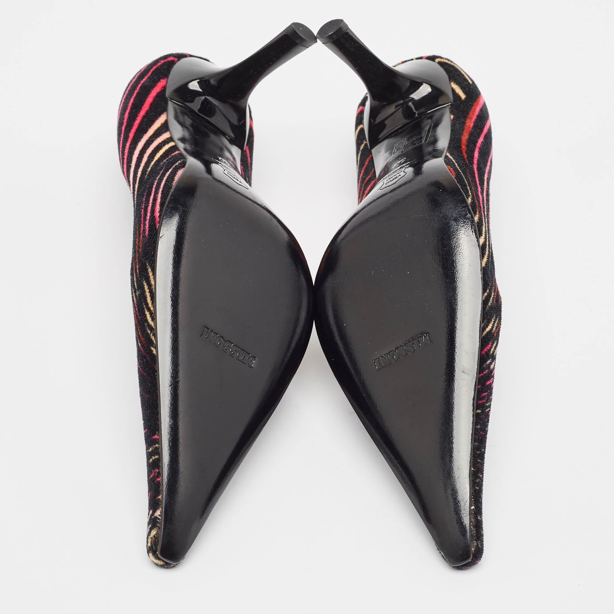 Missoni Multicolor Velvet Suede Pointed Toe Pumps Size 37 For Sale 1