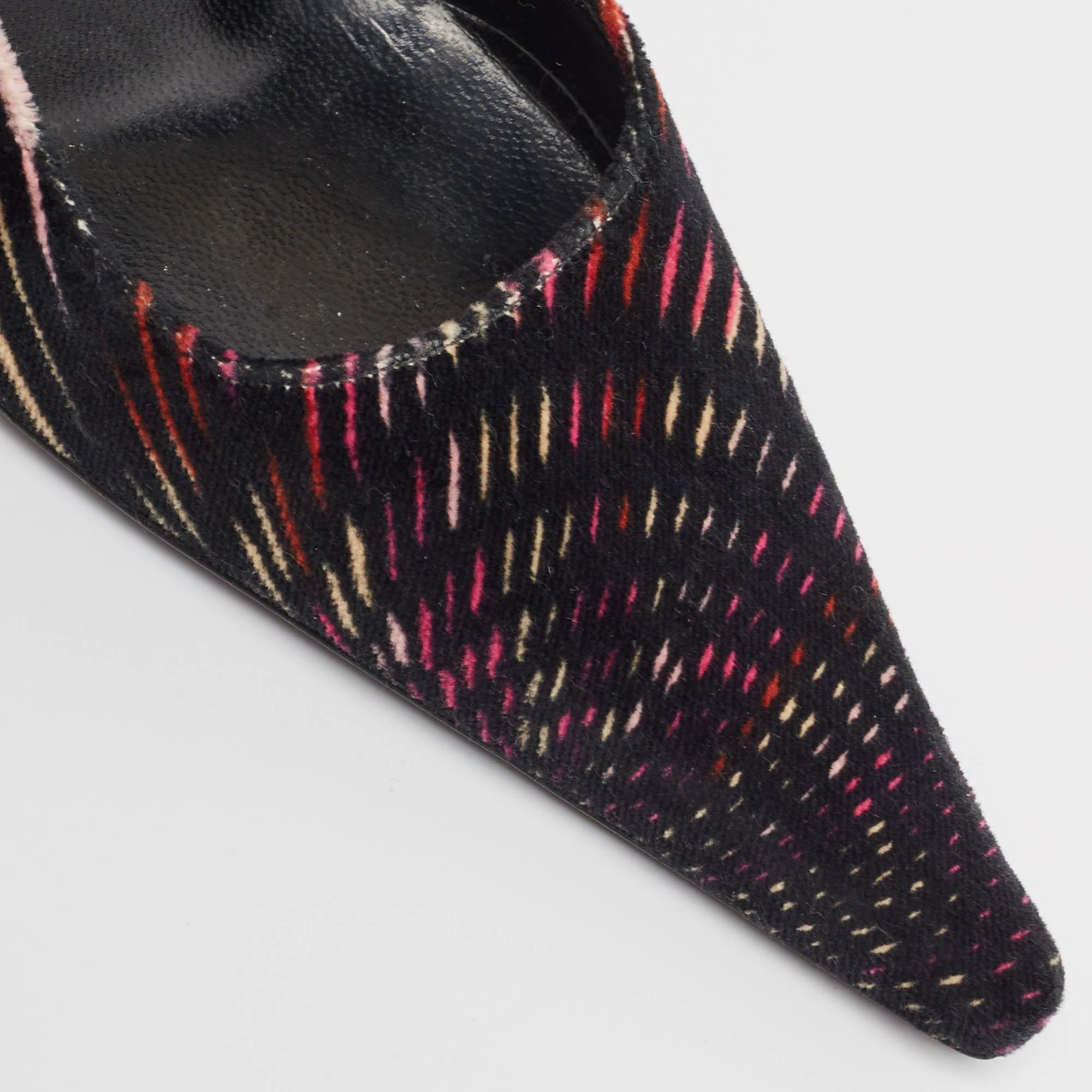 Missoni Multicolor Velvet Suede Pointed Toe Pumps Size 37 For Sale 2