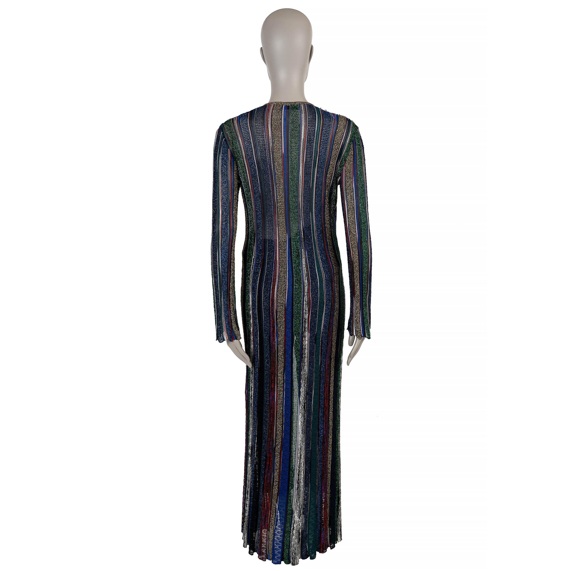 Black MISSONI multicolor viscose 2018 STRIPED LUREX KNIT Cardigan Sweater 40 S For Sale