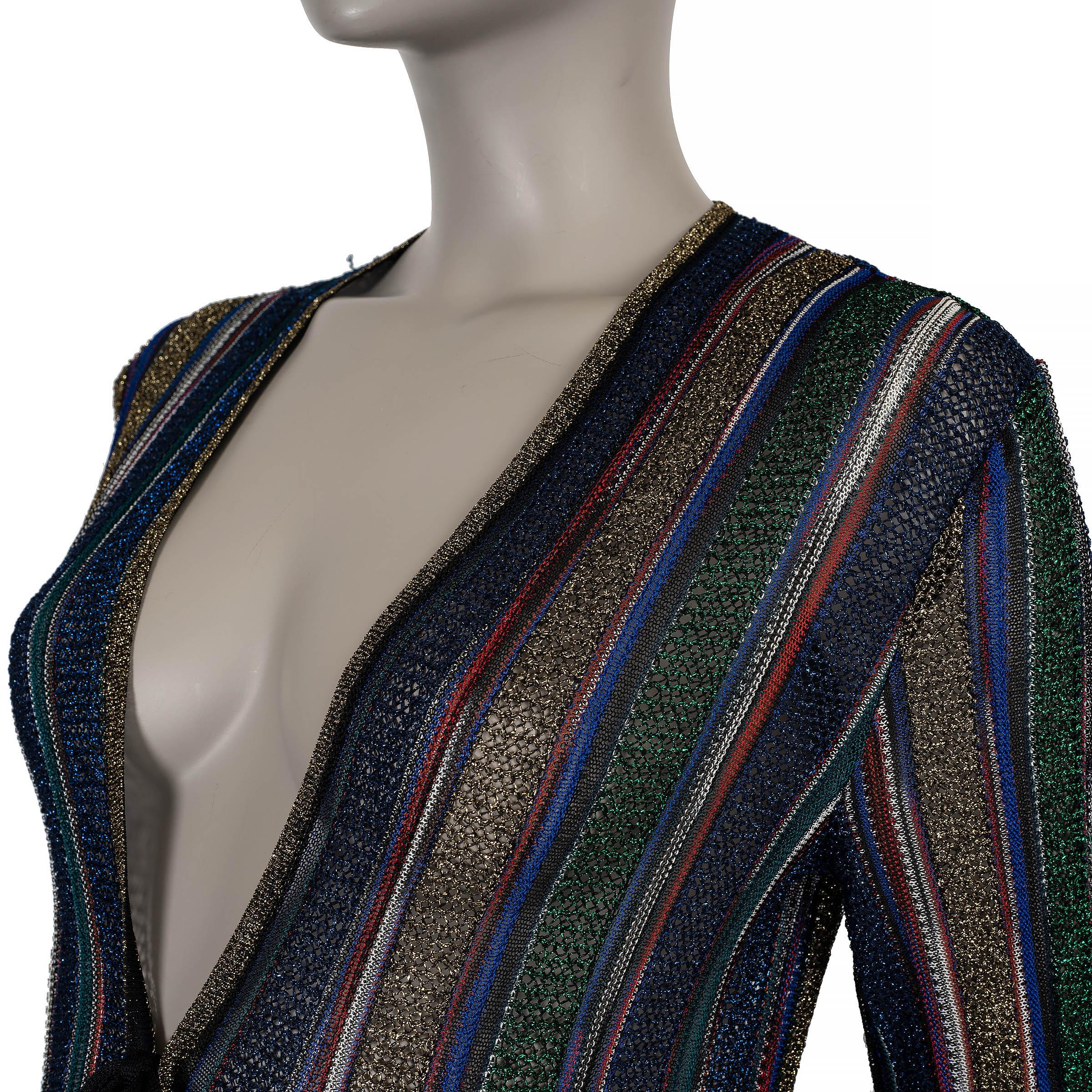MISSONI multicolor viscose 2018 STRIPED LUREX KNIT Cardigan Sweater 40 S In Excellent Condition For Sale In Zürich, CH