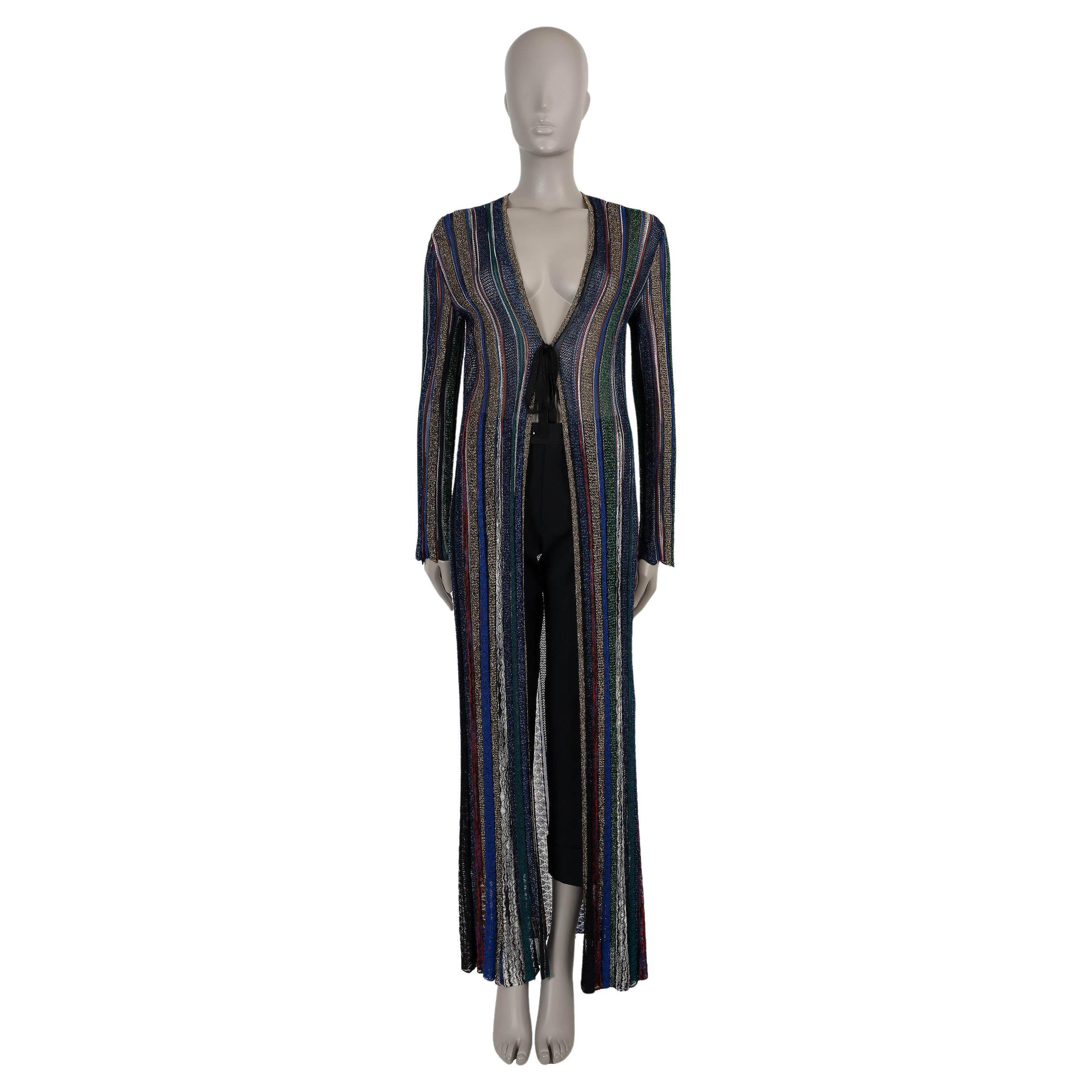 MISSONI multicolor viscose 2018 STRIPED LUREX KNIT Cardigan Sweater 40 S For Sale
