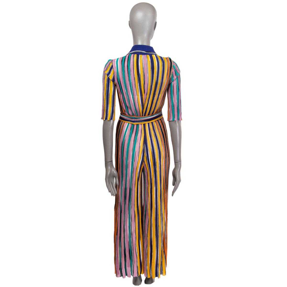 MISSONI multicolor viscose STRIPED Short Sleeve Belted Jumpsuit 40 S In Excellent Condition In Zürich, CH