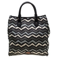 Missoni Multicolor Wave Printed Canvas and Leather Tote