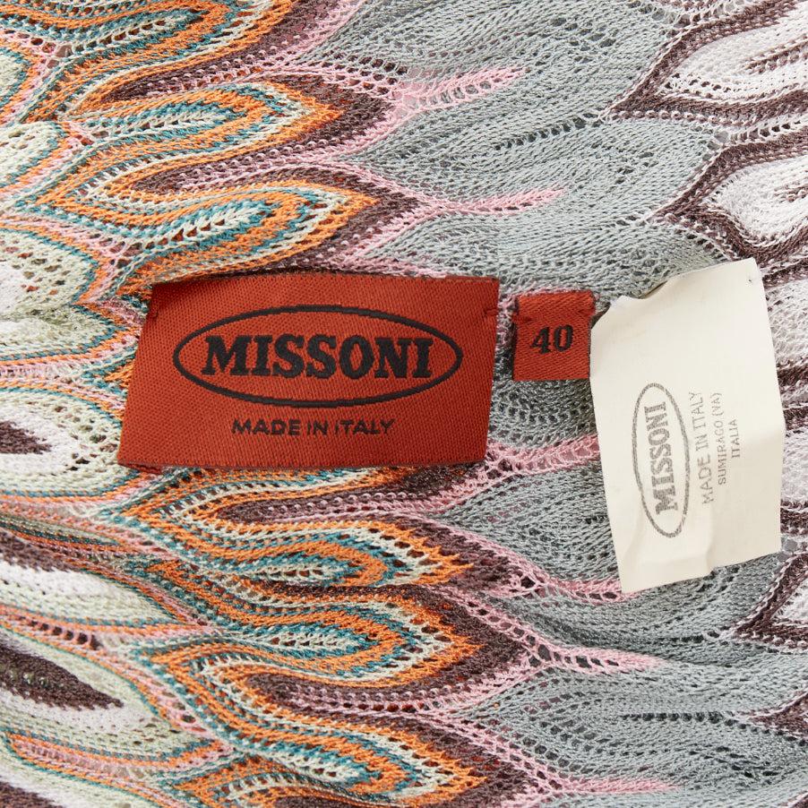 MISSONI multicolor wavey pattern fabric knitted brown leather wrap belt IT40 S in vendita 3