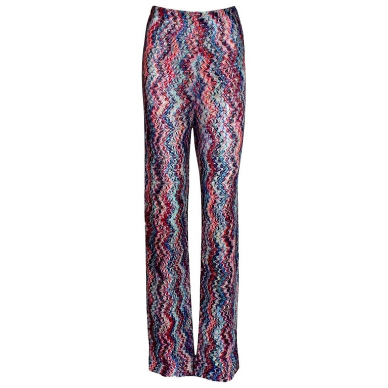 Missoni Multicolor Wide Leg Palazzo Signature Zigzag Crochet-Knit Pants ...