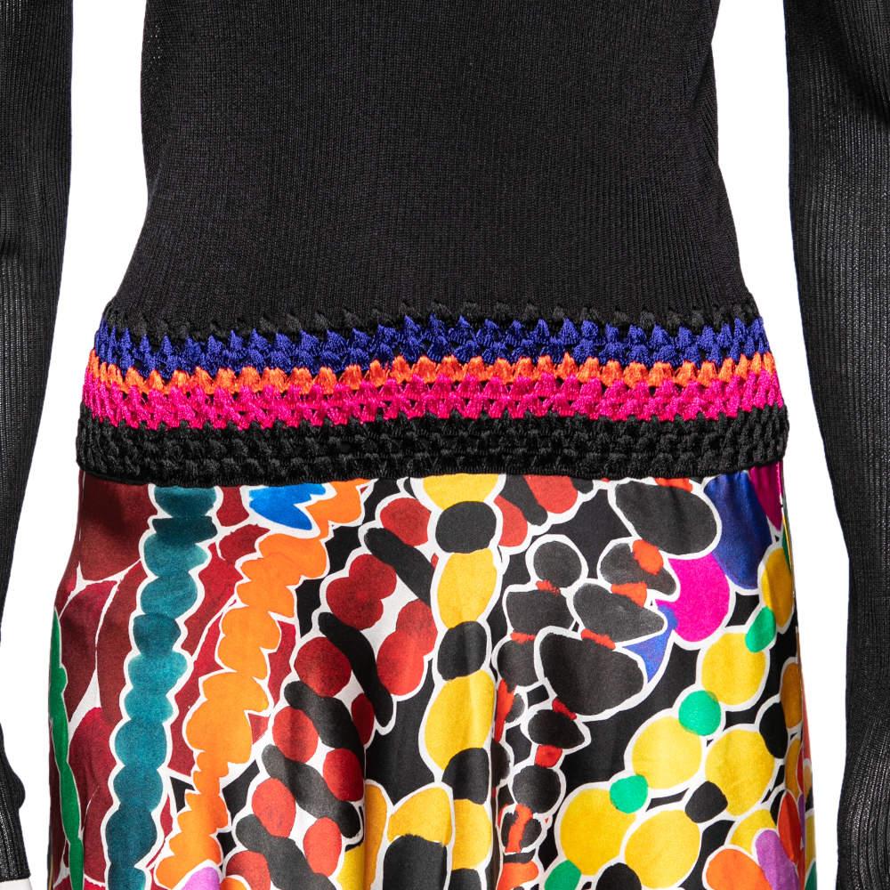 Women's Missoni Multicolored Printed Satin & Knit Maxi Dress M