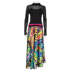 Missoni Multicolored Printed Satin & Knit Maxi Dress M