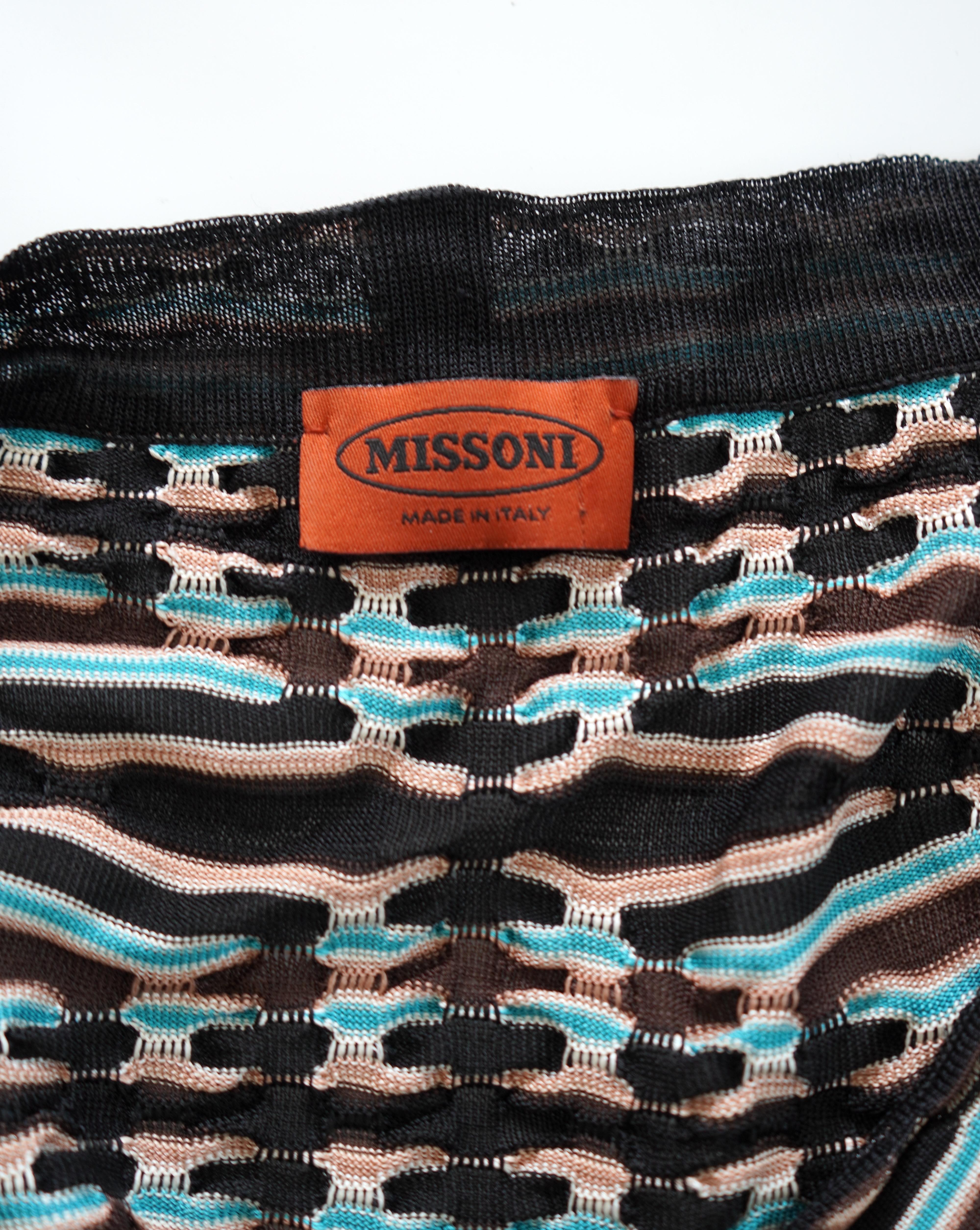 Black Missoni Multicolored Silk Rayon Long Sleeve Top For Sale
