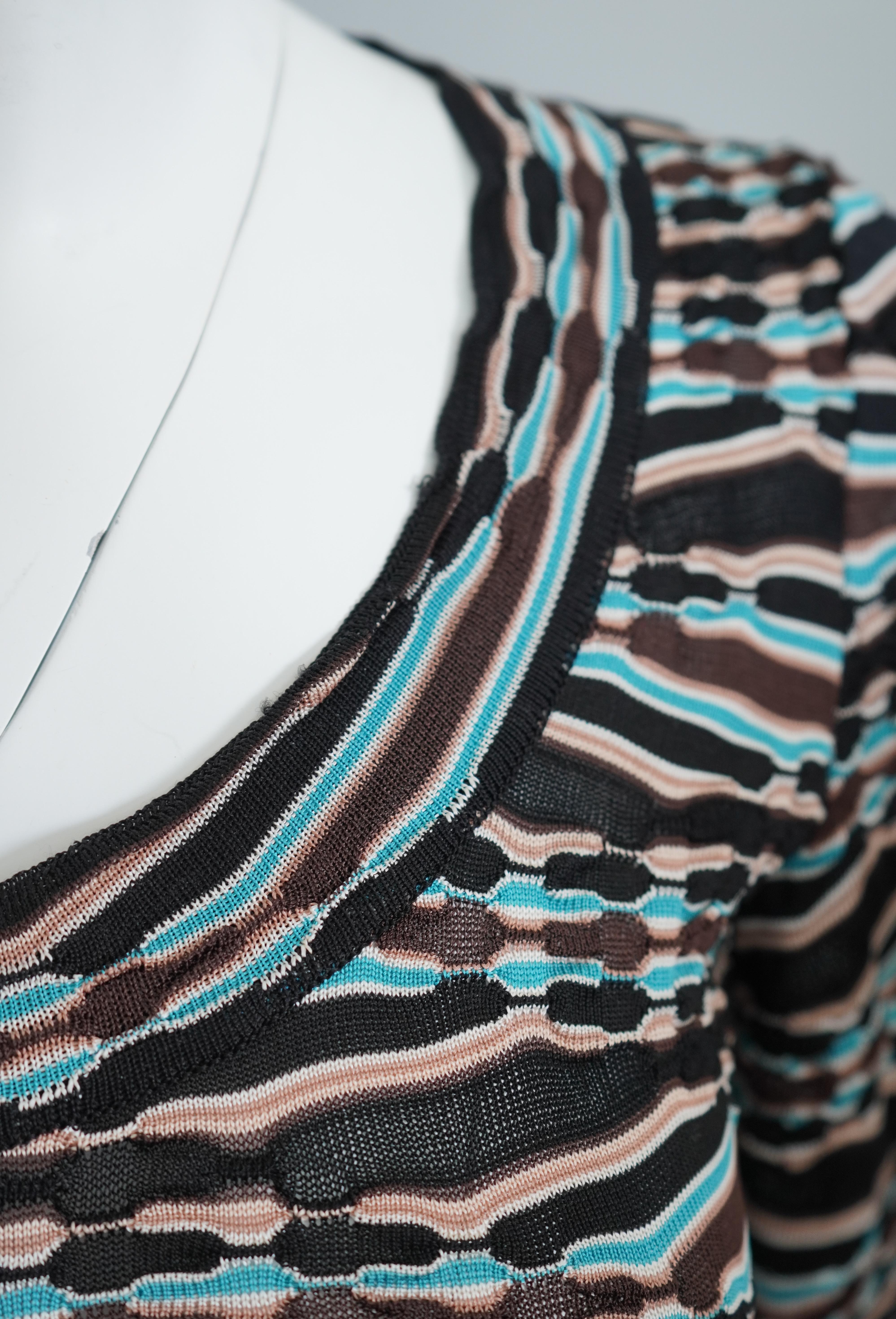 Missoni Multicolored Silk Rayon Long Sleeve Top For Sale 1