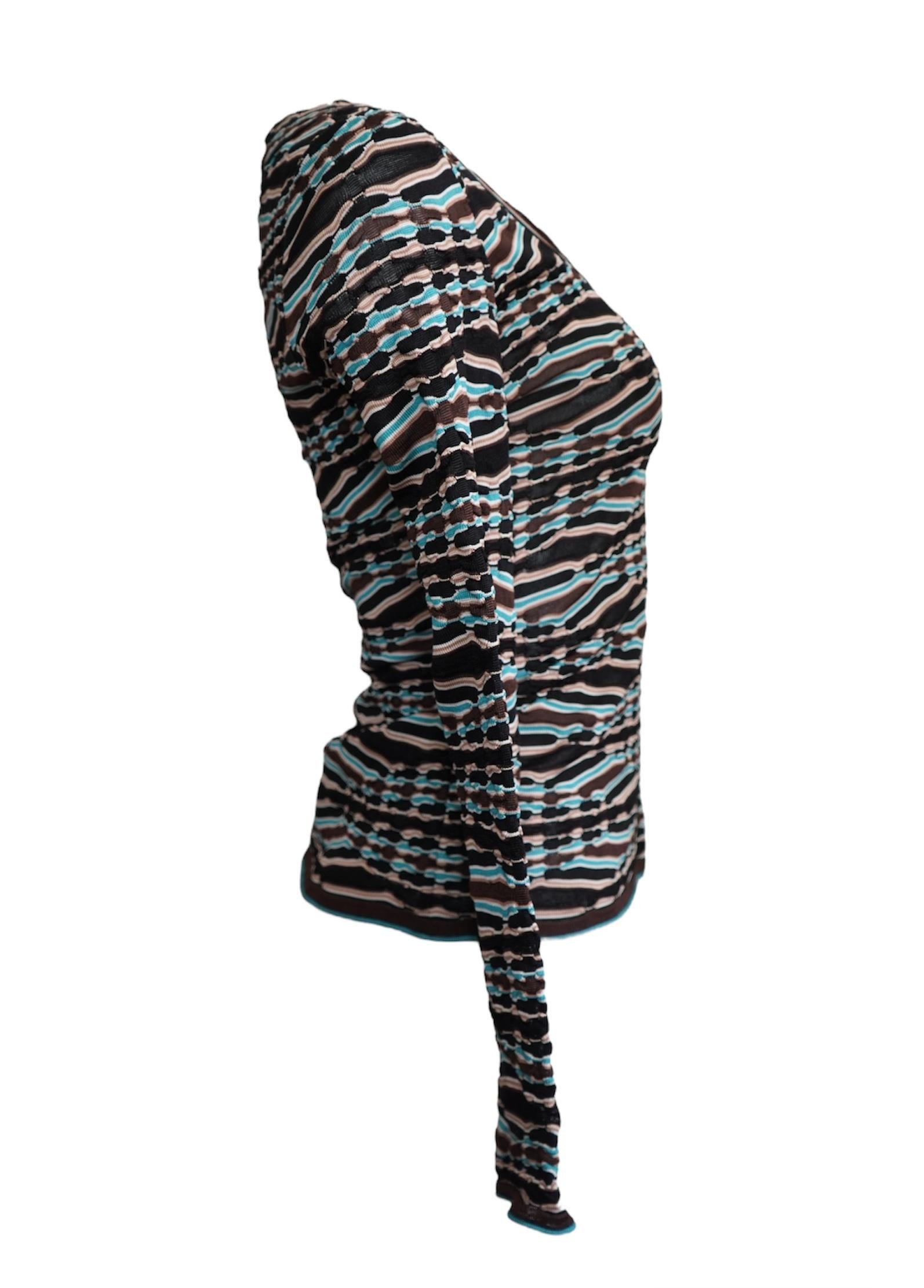 Missoni Multicolored Silk Rayon Long Sleeve Top For Sale 2