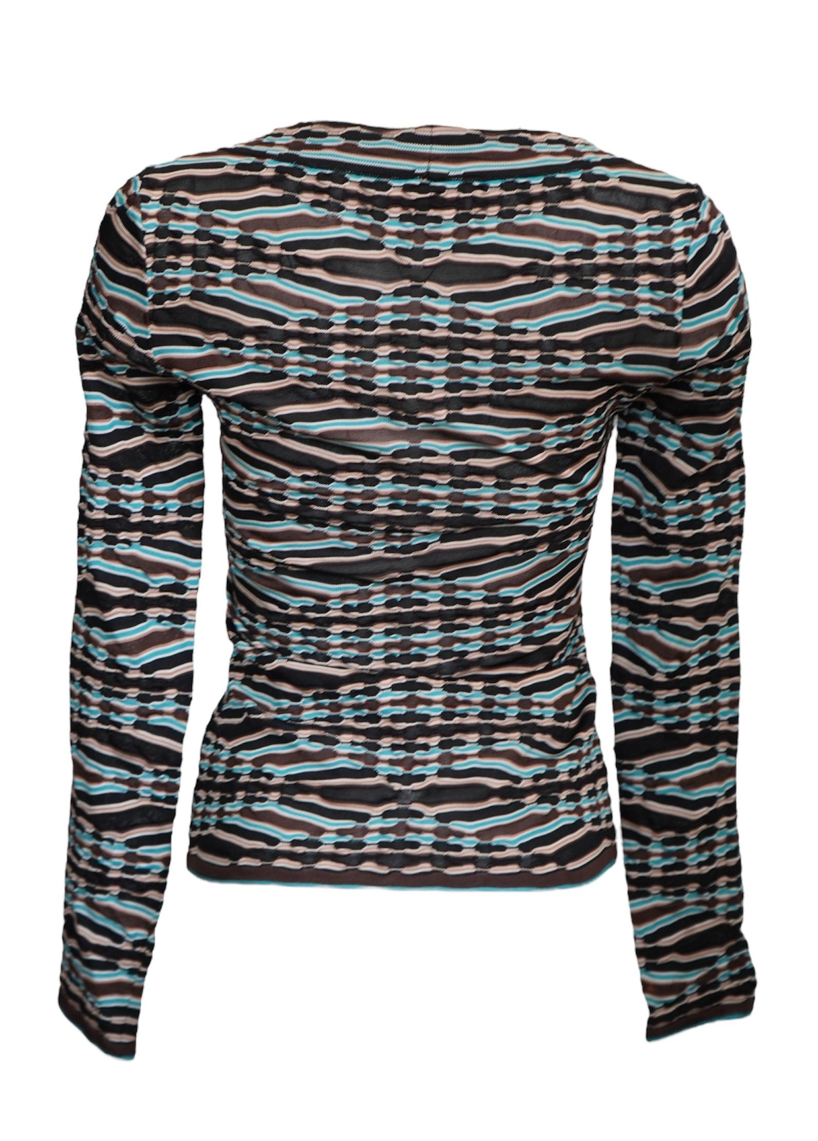 Missoni Multicolored Silk Rayon Long Sleeve Top For Sale 3