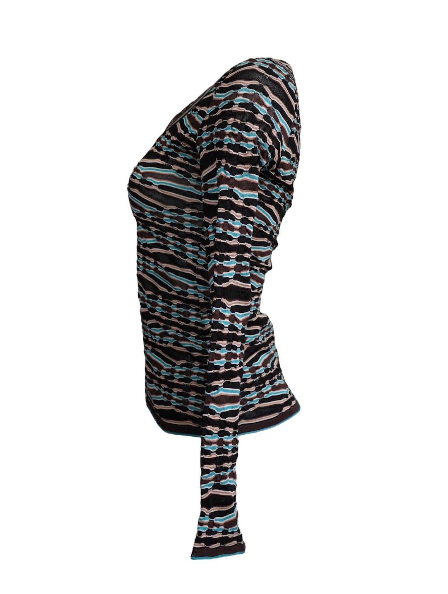 Missoni Multicolored Silk Rayon Long Sleeve Top For Sale 4