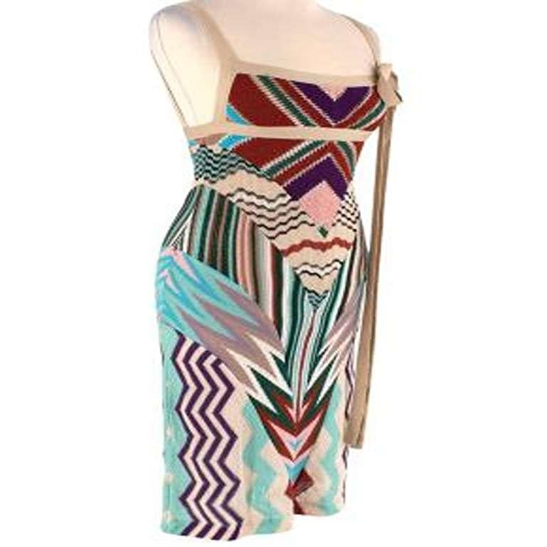Missoni Multicolour Chevron Knit Dress In Good Condition For Sale In London, GB