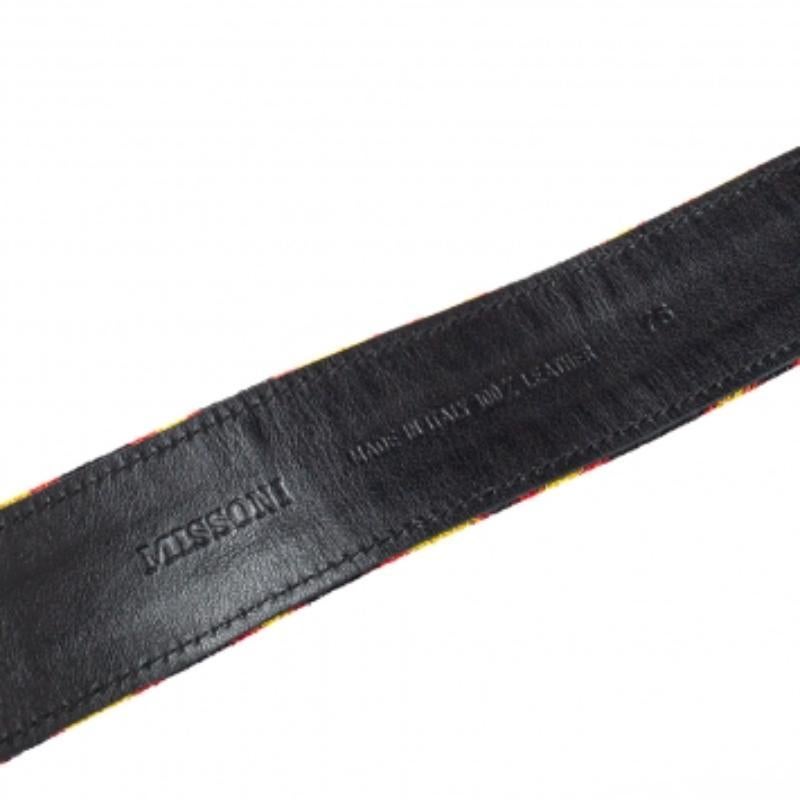 Missoni lends its famed expertise with patterns and colors to this buckle belt. Crafted from knit fabric and leather, the 75 CM belt is equipped with a pin buckle and a leather loop.
