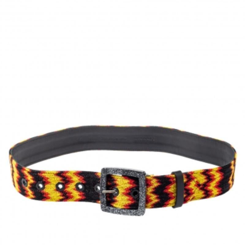 Black Missoni Multicolour Fabric and Leather Buckle Belt 75 CM For Sale
