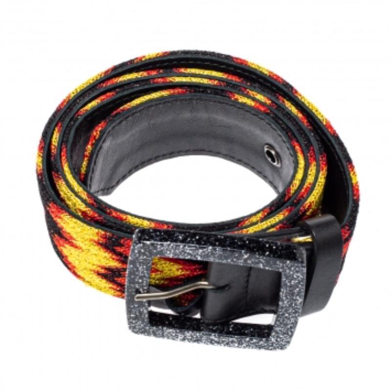 Missoni Multicolour Fabric and Leather Buckle Belt 75 CM In Good Condition For Sale In Dubai, Al Qouz 2