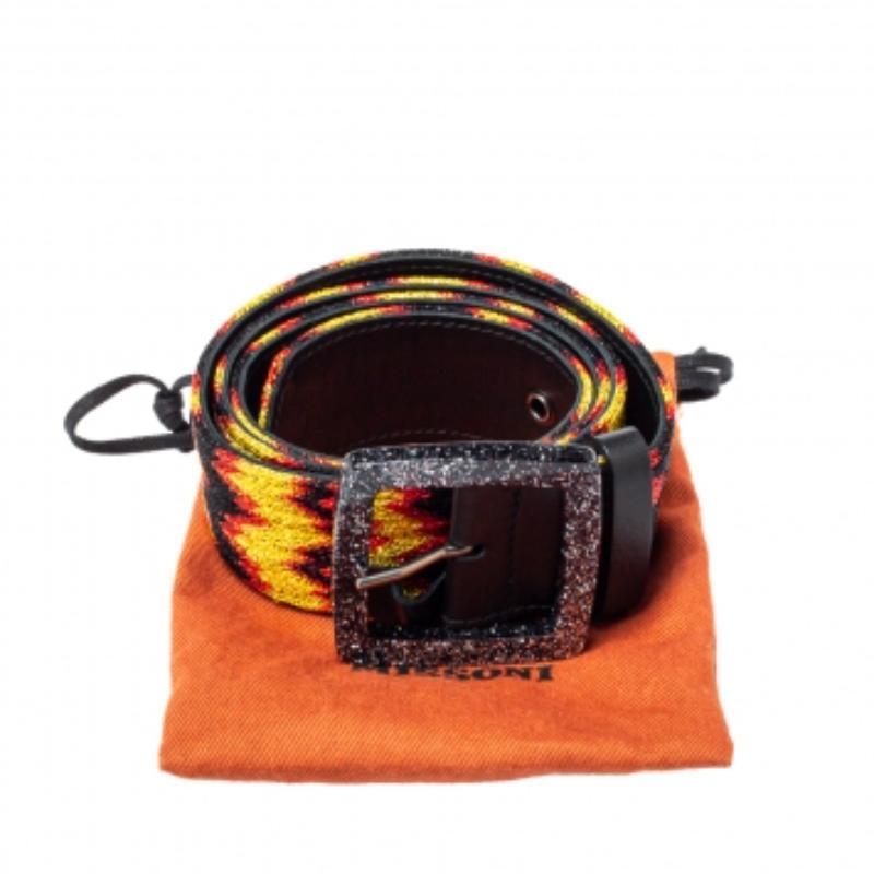 Women's Missoni Multicolour Fabric and Leather Buckle Belt 75 CM For Sale
