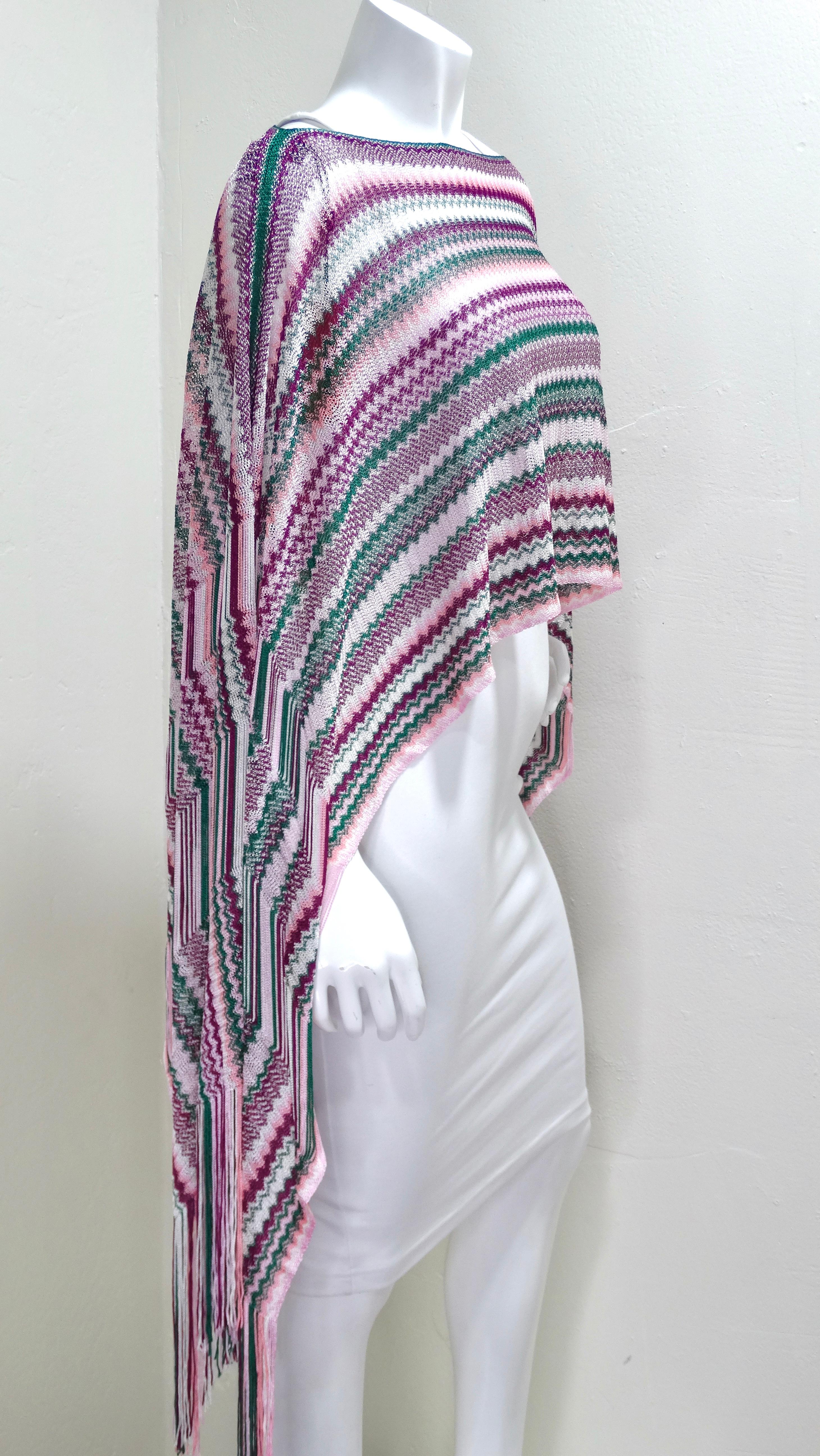 Gris Poncho court Missoni en tricot multicolore en vente