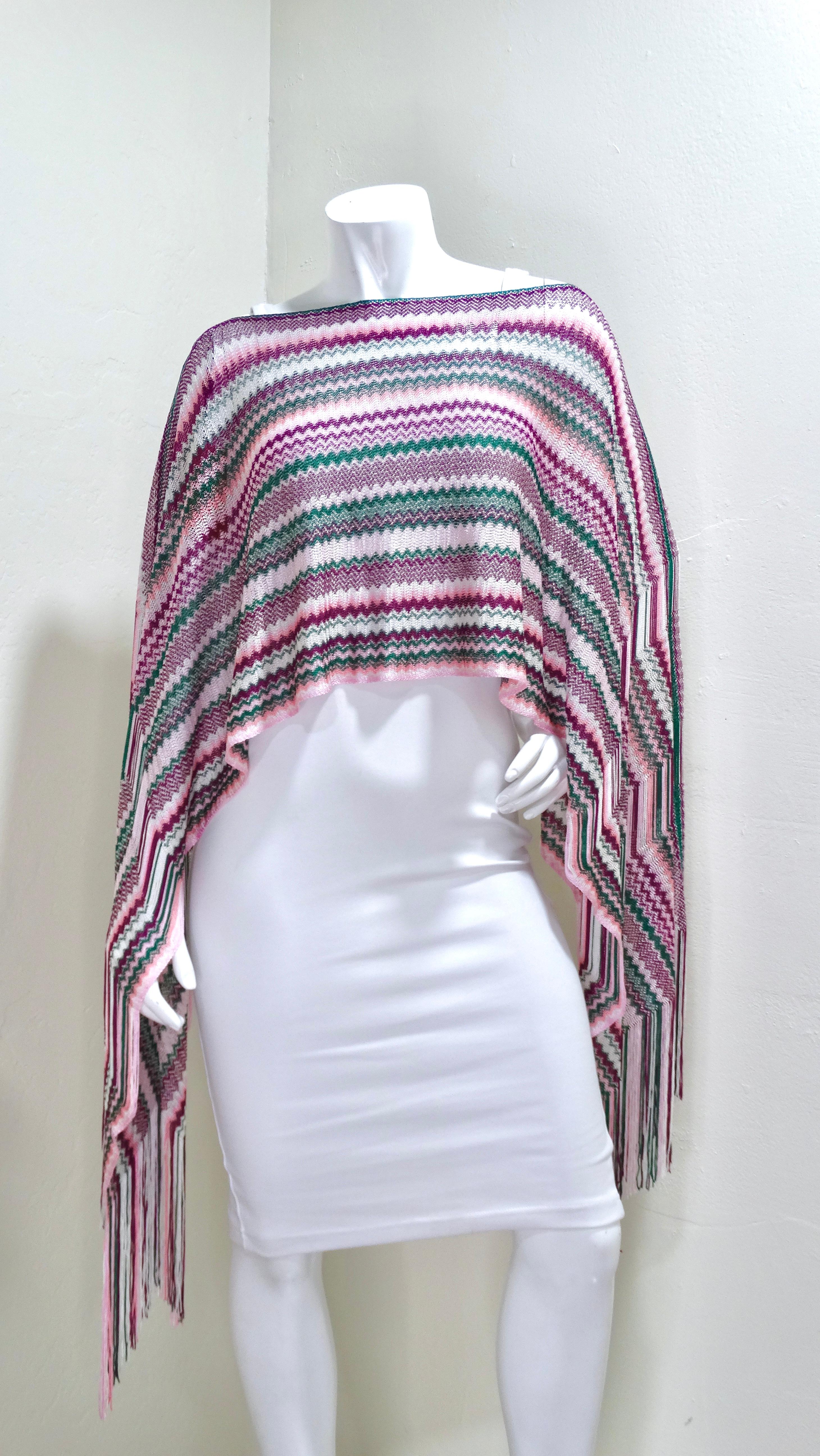 Poncho court Missoni en tricot multicolore en vente 2