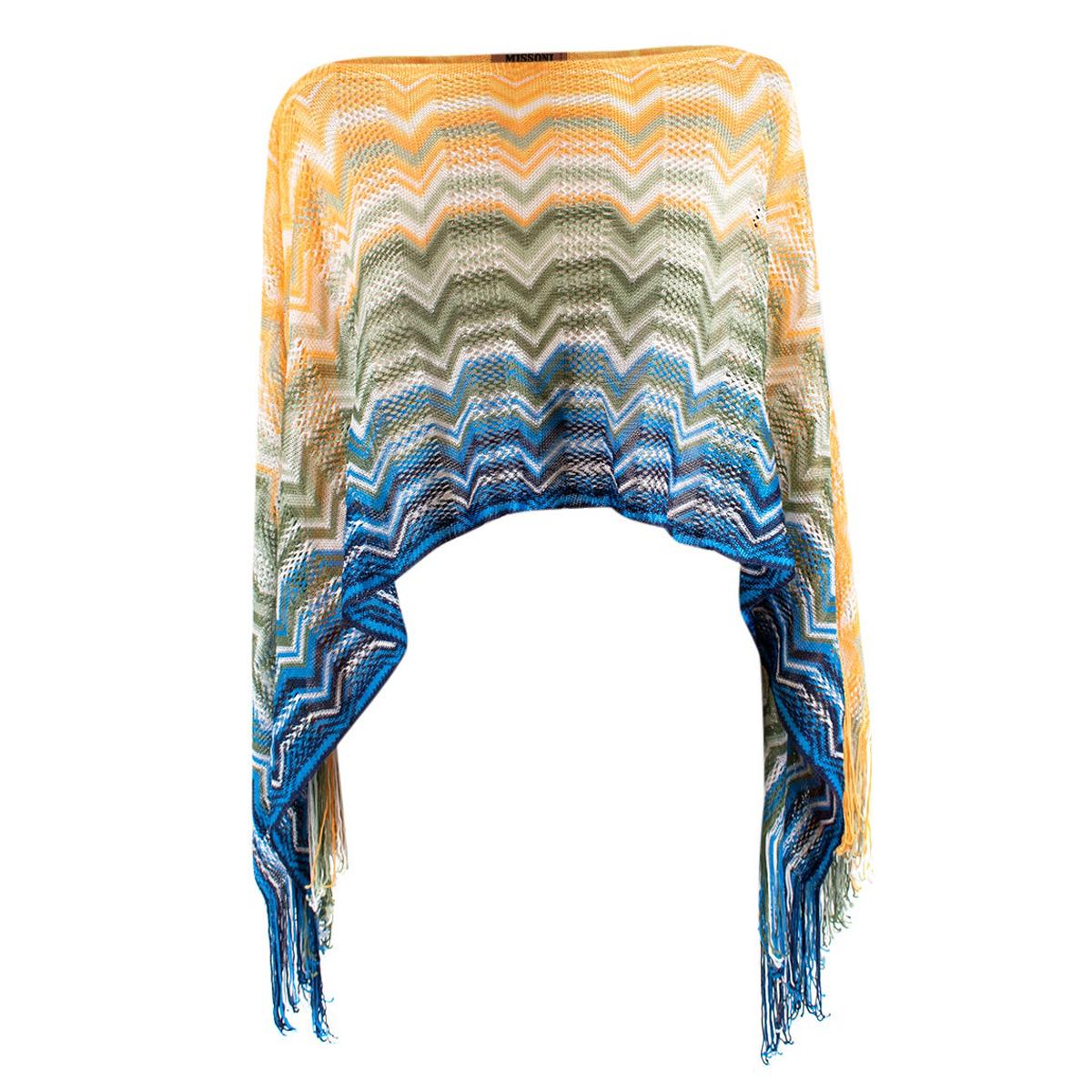 Missoni Multicolour Knit Cropped Poncho For Sale